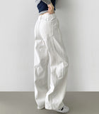 Back Cut Cotton Wide Peach Process Cotton Pants