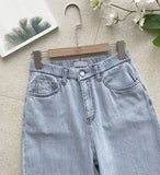Antho summer cotton wide banding denim pants