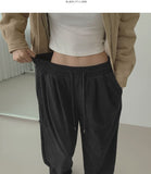 Corduroy Wool Pin Tuck Wide Banding Pants