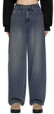 Double washing wide jeans