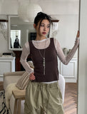 Titi wrinkle see-through layered long sleeves