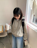 Yonoki Stripe Crop Hood Zip-Up