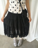 Hetty Tiered See-Through Frill Banding Midi Skirt