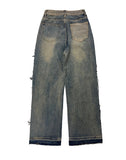 Messy fringe denim