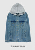 Drape hood denim jacket