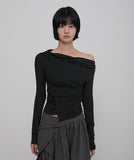 Layered Draped One-Shoulder Long Sleeve