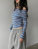 Pop Stripe Off Shoulder Long Sleeve