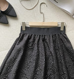 Tiamang Rose Jacquard Banding Flare Skirt