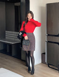 Cleans Check Tweed A-Line Mini Skirt