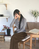 Sando back pocket hem snap pin tuck cotton pants