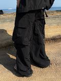 S/S Deep Black Big Pocket Nylon Balloon Pants