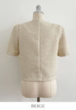 Koran V-Neck Puff Short Sleeve Tweed Jacket