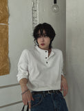 Pressure rib button warmer long sleeve t-shirt