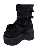 Buckle Platform Sole Suede Boots