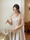 Hain Tie Color Matching Tulip Blouse