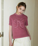 Ribbon Denim Pigment Crop TEE