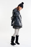 Embossed biker leather jacket