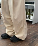 [unisex] Keiri pintuck banding parachute wide linen pants