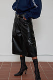 eyelet leather bermuda pants