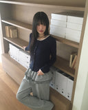 Nib chiffon lace knit cardigan