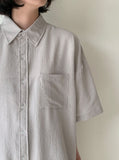 [unisex] Midender Summer Seersucker Over Short Sleeve Shirt