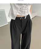 Summer Cooling Cool Pintuck Wide Banding Slacks Pants