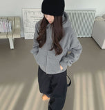 Two-Way Fleece High Neck Thick Hood Zip-Up