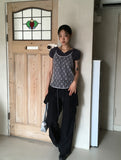 Padded Slav puff sleeve short-sleeved hooded T-shirt