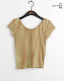 Rachyu  Vintage Stripe Slim Short Sleeve T-shirt