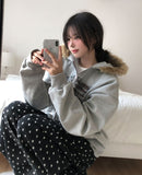 America Dirty Printing Brushed Fur Hood Zip-Up