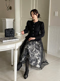 Dimu Toile Pattern Banding Lace Tulle Skirt