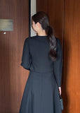 Siken Double Crop Jacket Flare Skirt Set
