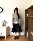 Mirn Striped Unbalance Midi Skirt