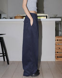 Thermal back pocket point wide cotton pants