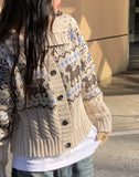 Buffy Nordic Vintage High Neck Knit Cardigan