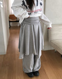 Kyou Unbalance Layered Shirring Skirt