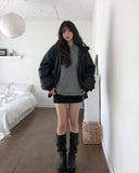 Meto Leather Hood Flight Jacket