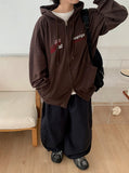 Cohidden Embroidery Printing Two-Way Over Hood Zip-Up