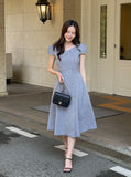 Seipi Double Button Puff Tweed Flare One Piece