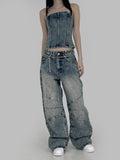 Ridi cut washed denim top