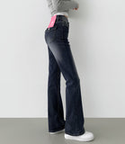 Back Point Pocket Washing Span Straight Bootcut Denim Pants