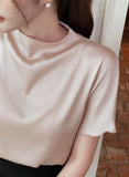 Raz Half-Neck Satin Pleats Blouse (Belt set)