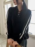 Gender Eyelet Strap Long Sleeve Knit