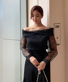 Setiel Off Shoulder Chiffon Blouse