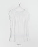 Hachika Vintage Shirring Cap Sleeve Blouse