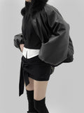 Menber fur collar leather padded jumper