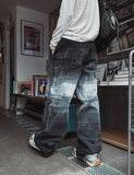 Fiction paint washing denim pants