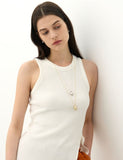 Champagne Full Moon Big Bowl Long Necklace