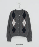 Migon Argyle Round Knit Cardigan