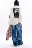 Logan cat washed wide denim pants